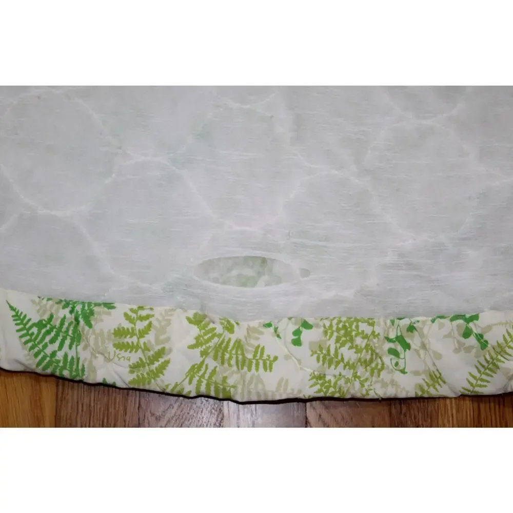 VTG 70s Vera Neumann Green Shadow Fern Butterfly Quilted Bedspread King 106x107